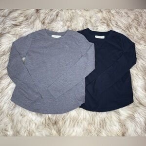 Abercrombie Kids Heather Gray And Blue Long Sleeve Top
